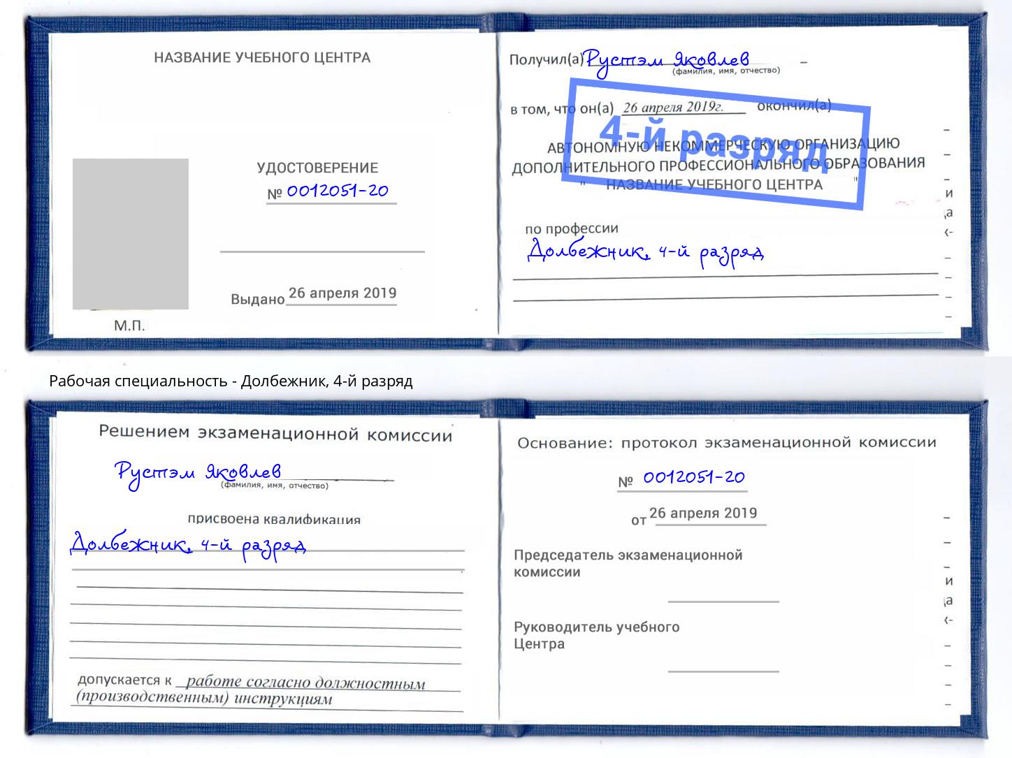 корочка 4-й разряд Долбежник Шелехов